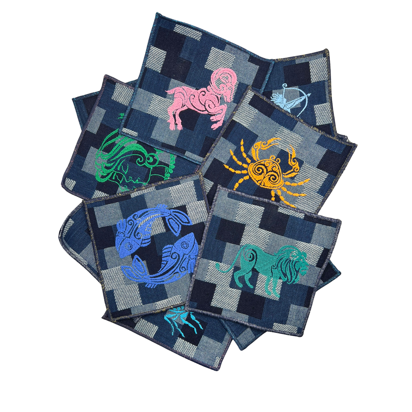 Zodiac Patchwork Cocktail Napkins - Set of 12