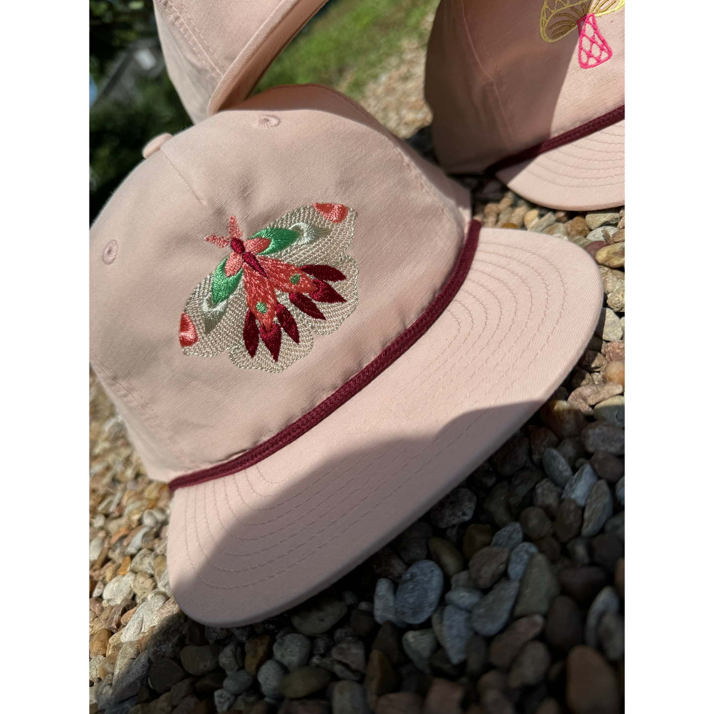 Pink Flat Brim Moth Hat