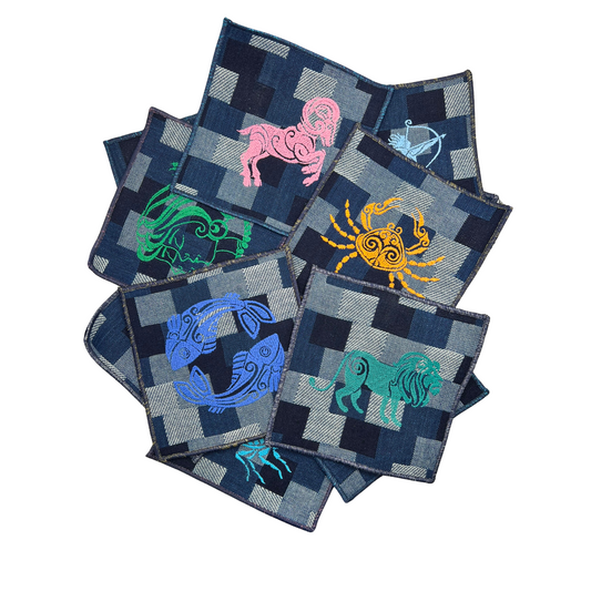 Zodiac Patchwork Cocktail Napkins - Set of 12