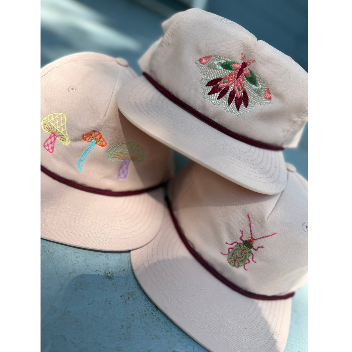 Pink Flat Brim Moth Hat