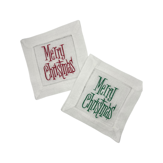 Vintage Merry Christmas Cocktail Napkin - Set of 4
