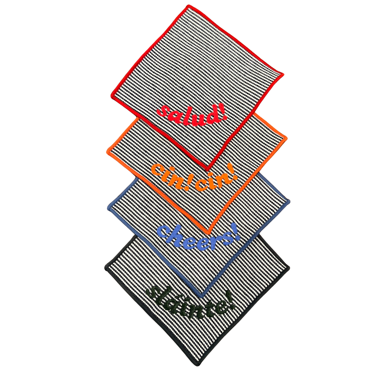 Cheers Striped Cocktail Napkins - Set of 4