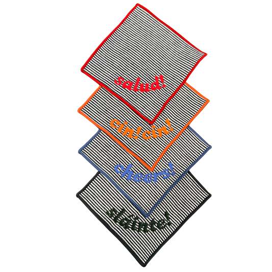 Cheers Striped Cocktail Napkins - Set of 4