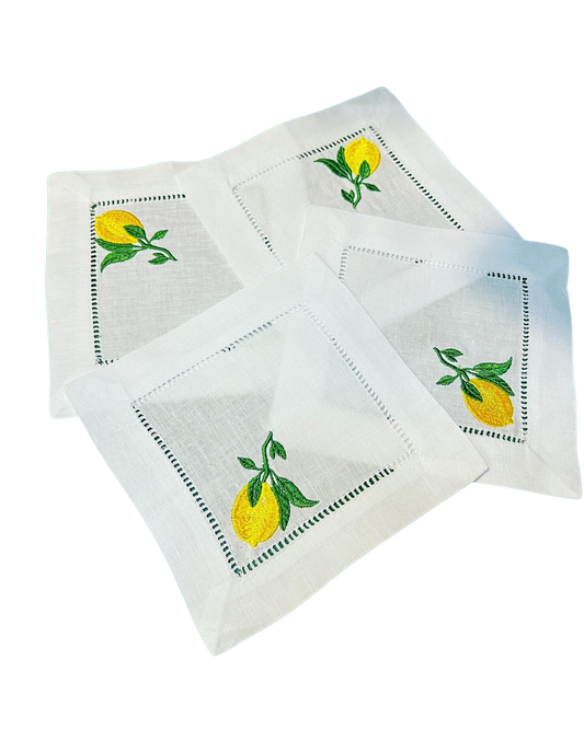 Lemon Cocktail Napkins - Set of 4